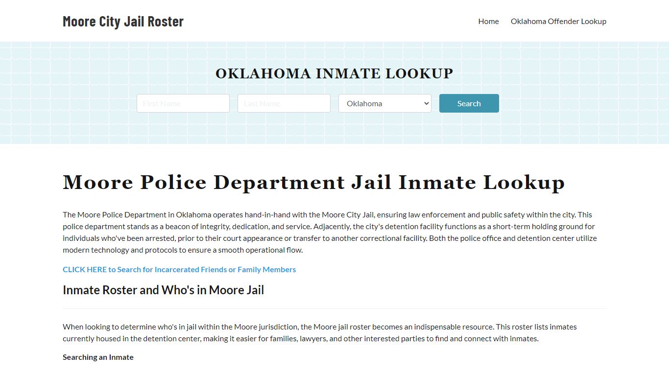 Moore Police Department & City Jail, OK Inmate Roster, Arrests, Mugshots